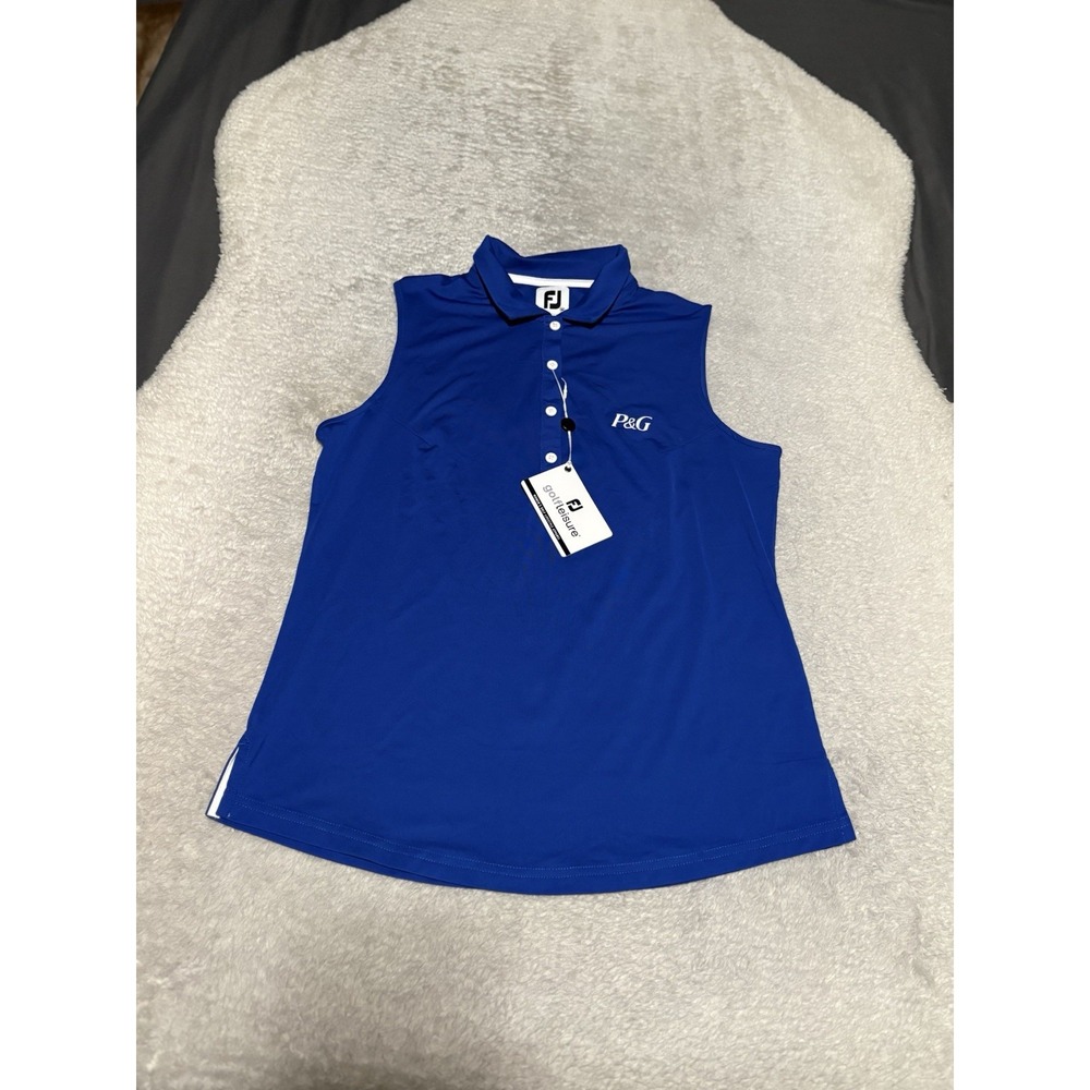 FootJoy Women Medium M NWT Cobalt Blue Sleeveless Shirt Golf Polo P&G